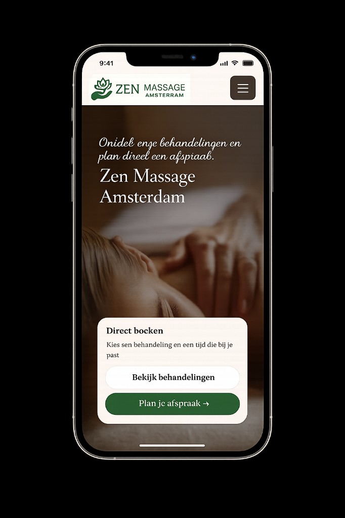 Voorbeeld van een praktijkwebsite op een smartphone